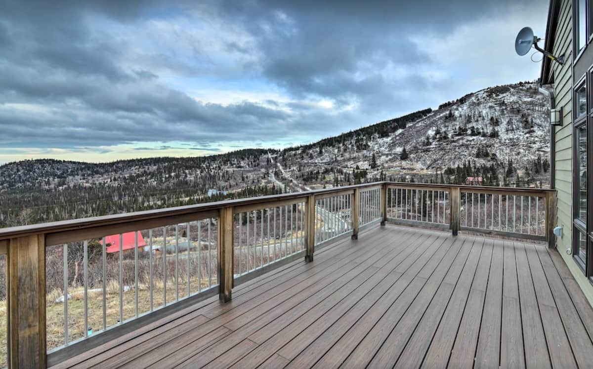 Mountain view from the deck of Modern Anchorage Home